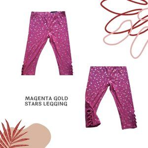 girls magenta gold stars legging